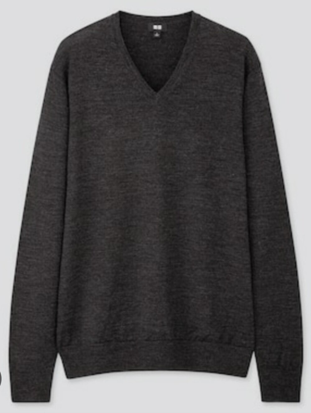 UNIQLO Men's Extra Fine Merino V-Neck Sweater Charcoal Grey Size L